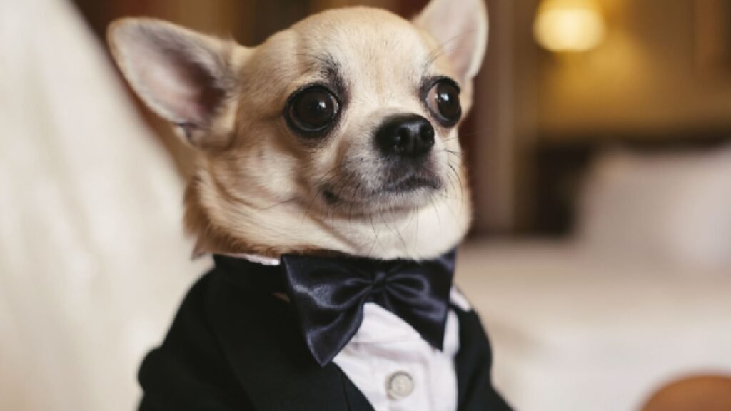 A Dog wearing a Tuxedo